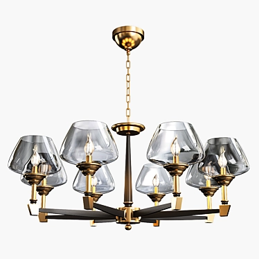 Brass Deluxe Chandelier: Exclusive Elegance 3D model image 1 