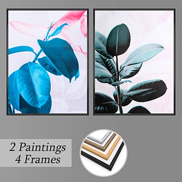 Elegant Wall Paintings Set 3D model image 1 