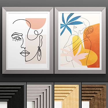 Sleek Art Frame Set 3D model image 1 