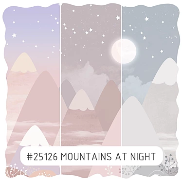 Title: Nighttime Mountains Wallpaper 3D model image 1 