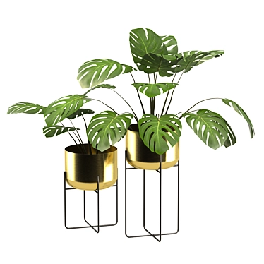 Chrome Industrial Planter Stands 3D model image 1 