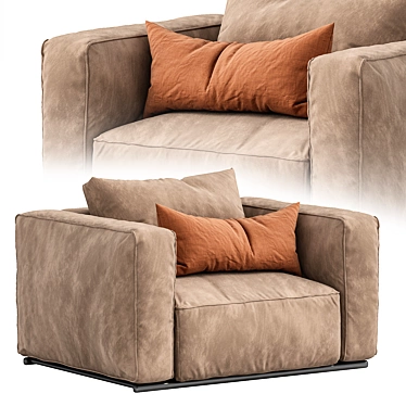 Sleek Shanghai Armchair 3D model image 1 