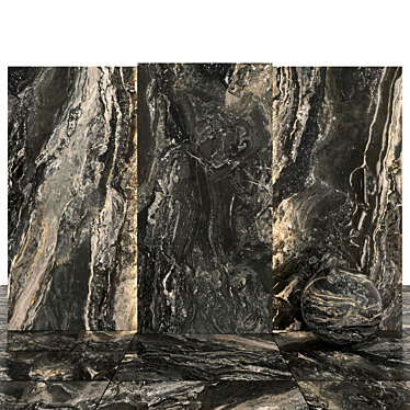 Luxurious Orobico Dark Marble: Versatile Tiles & Slabs 3D model image 1 