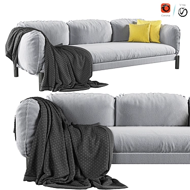 Tarantino Velvet 3-Seater Sofa 3D model image 1 
