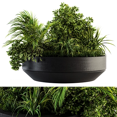 Green Oasis: Outdoor Plant Set in Concrete Pot 3D model image 1 