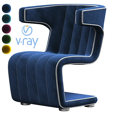 Modern Blue Leather Swivel Chair 3D model image 1 