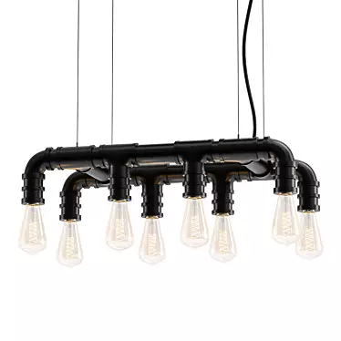 Industrial Pipe Pendant Light 3D model image 1 