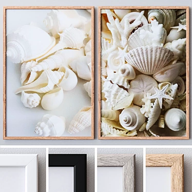 Colorful Frame Set with Glass: White, Black, Gray Wood, Beige Wood, Gold 3D model image 1 