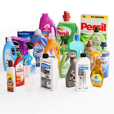 Cleaning Essentials: Persil, Lenor, Denk, Finish, Frosch 3D model image 1 