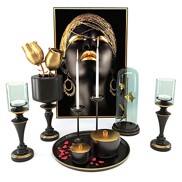 Elegant Decorative Vase Set 3D model image 1 
