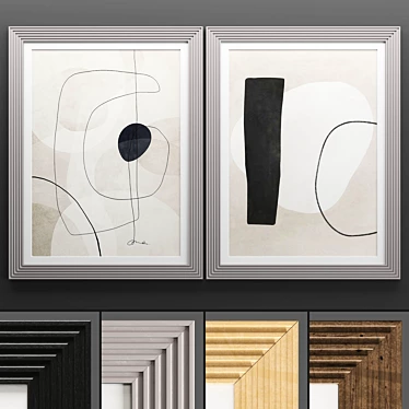 Modern Art Frame Set: 2 Frames, 4 Textures 3D model image 1 