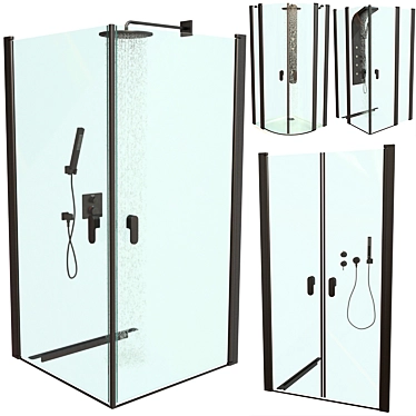 Ravak Chrome Shower Enclosures + Mixers Set 3D model image 1 