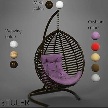 Eco-Rattan Steel Frame Hanging Chair 3D model image 1 