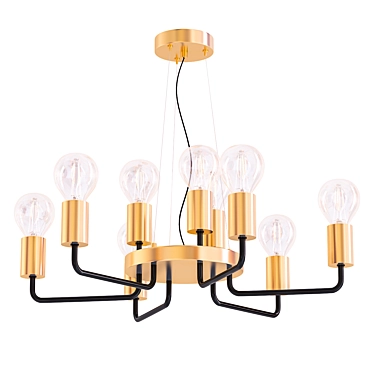 Glamorous Gold Industrial Chandelier 3D model image 1 