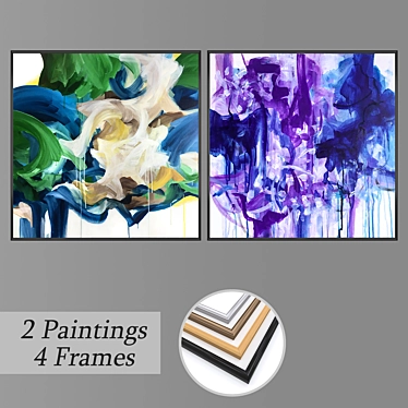 Artistic Wall Set with Multiple Frames 3D model image 1 