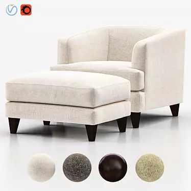Luxury Taylor Lounge Chair Set 3D model image 1 