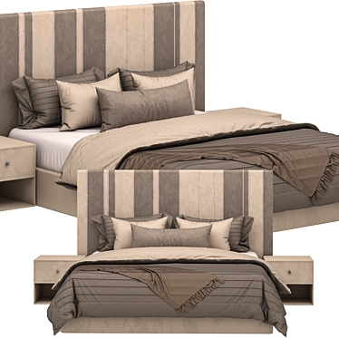 Classic Brown Bed: High-Quality 3D Model 3D model image 1 