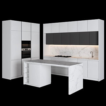 Modern Island Kitchen: Versatile, High-Quality 3D Model 3D model image 1 