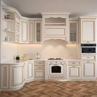 Modern Corner Kitchen Set 3D model image 1 