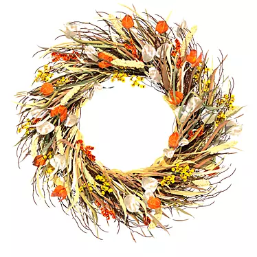 Autumn Harvest Dried Flower Wreath 3D model image 1 