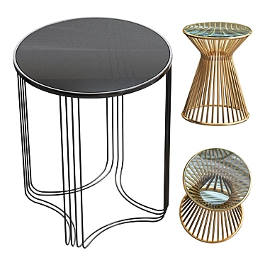 Elegant Gold/Black Side Table 3D model image 1 