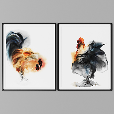 Elegant Black Frame Picture Duo 3D model image 1 