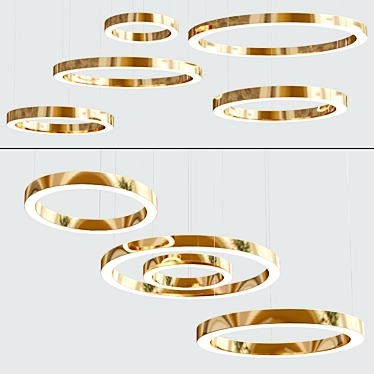Sleek Metal Ring Chandelier 3D model image 1 