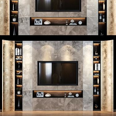 Modern TV Wall Set 0169 3D model image 1 