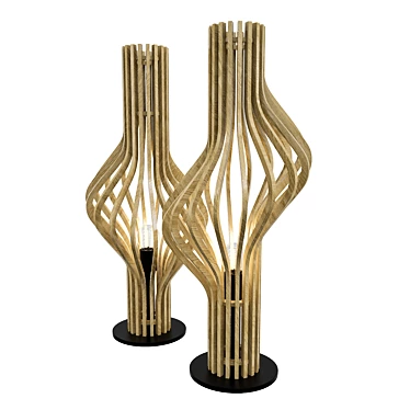 Elegant Wooden Floor Lamp 3D model image 1 