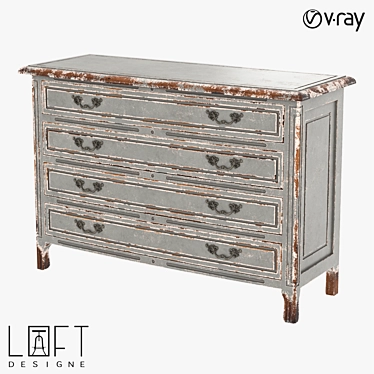 Modern Wood and Metal Chest of Drawers 3D model image 1 