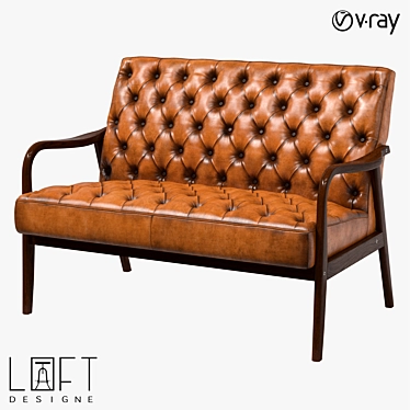 Modern Leather Wood Sofa 3D model image 1 