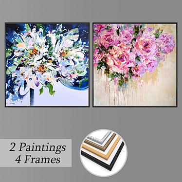 Versatile Wall Art Set: 2 Paintings, 4 Frame Options 3D model image 1 