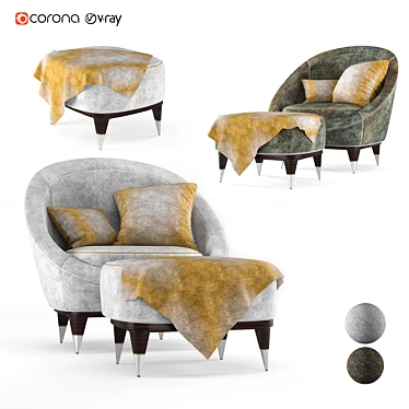 Elegante Nubuck Modern Armchair 3D model image 1 