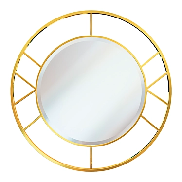 Gilded Round Mirror in Steel Frame 3D model image 1 