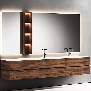 Edone by Agora NIK 002: Elegant Vanity Set with Kuma Stone Panna Sinks 3D model image 1 