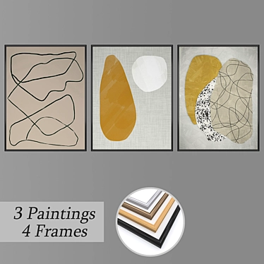 Modern Wall Art Set with Multiple Frames 3D model image 1 