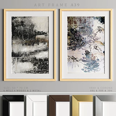 Modern Art Frame: A39 | 4 Woods & 2 Metals 3D model image 1 