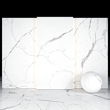 Elegant White Calacatta Tiles 3D model image 1 