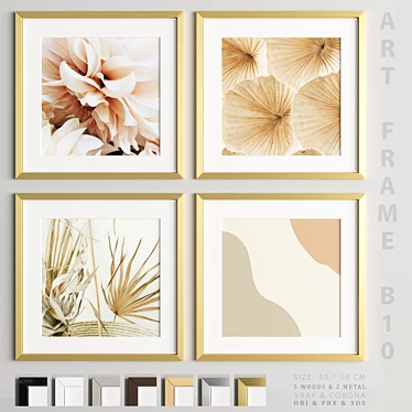 Seamless Art Frame Set: 4 Frames, 7 Material Options 3D model image 1 