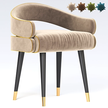 Luxurious Velvet Dining Chair 3D model image 1 