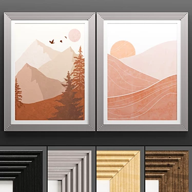 Modern Art Frame Set 3D model image 1 