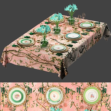 Perrin Table: Aethiopica Floral Design 3D model image 1 