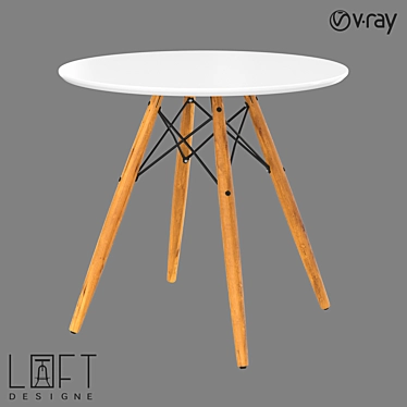 LoftDesigne 332 Table: Stylish Wood and Metal Dining Table 3D model image 1 