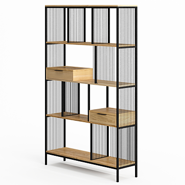 Modena Wood and Steel Shelf 3D model image 1 