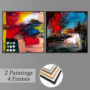 Modern Wall Art Set with Frame Options 3D model image 1 