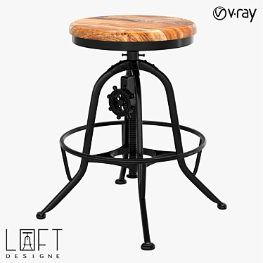 LoftDesign 4037 Adjustable Bar Stool 3D model image 1 