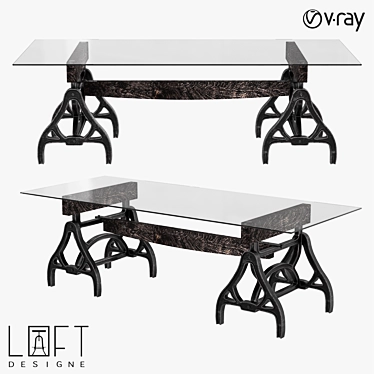 LoftDesigne 6600: Stylish Wood, Glass, & Metal Table, 240x99x76 cm 3D model image 1 