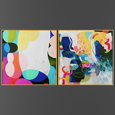 Artistic Duo: 2-Piece Framed Set 3D model image 1 