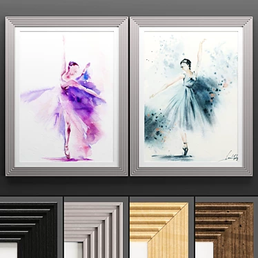 Modern Art Frame 712: 2 Frames, 4 Textures 3D model image 1 