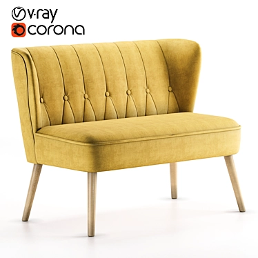 Velvety Amber Loveseat 3D model image 1 